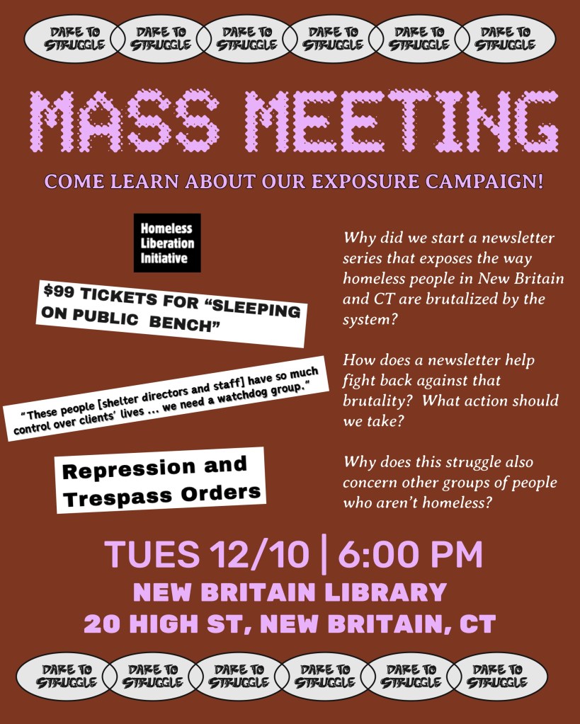 December 10th Mass Meeting New Britain,&nbsp;CT