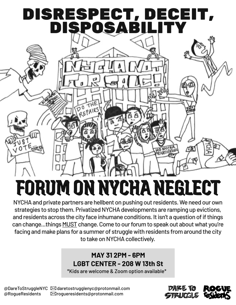 Disrespect, Disposability, Deceit: Forum on NYCHA Neglect in NYC – May 31&nbsp;@2pm