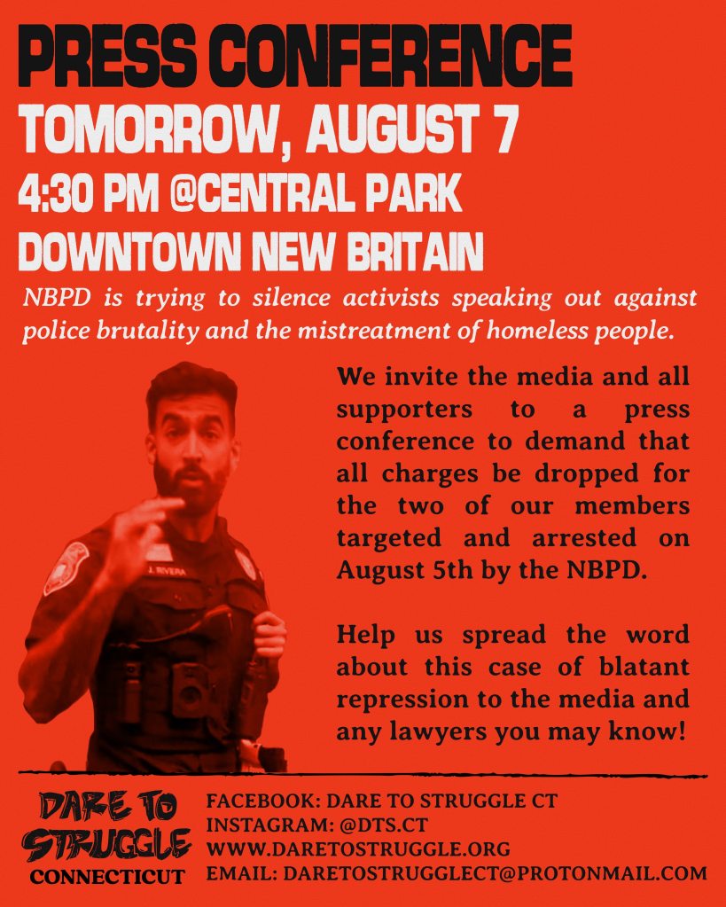 8/7 Press Conference – 4:30P @ Central Park – Downtown New Britain,&nbsp;CT
