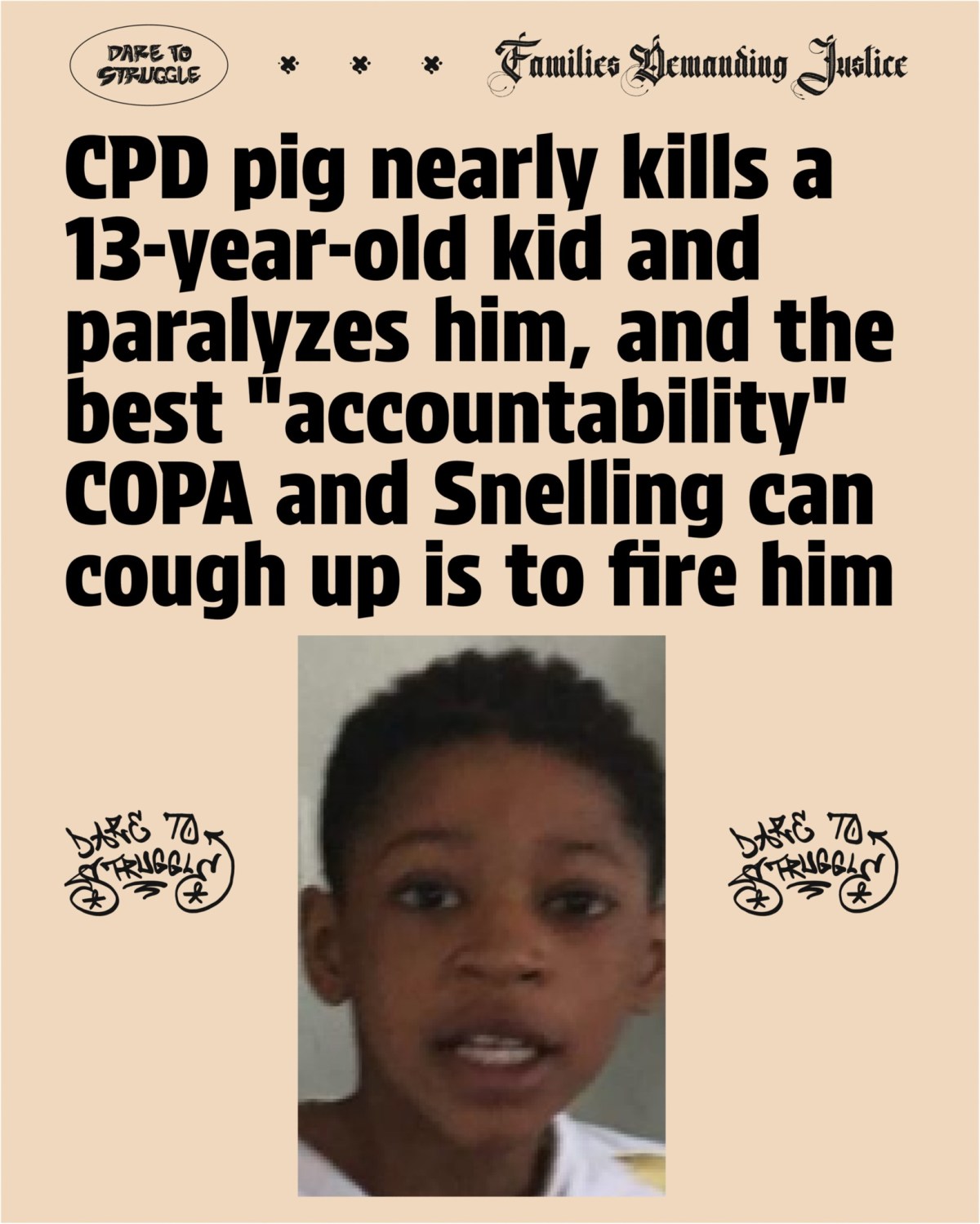 CPD pig nearly kills a 13-year-old kid and paralyzes him, and the best “accountability” COPA and Snelling can cough up is to fire&nbsp;him