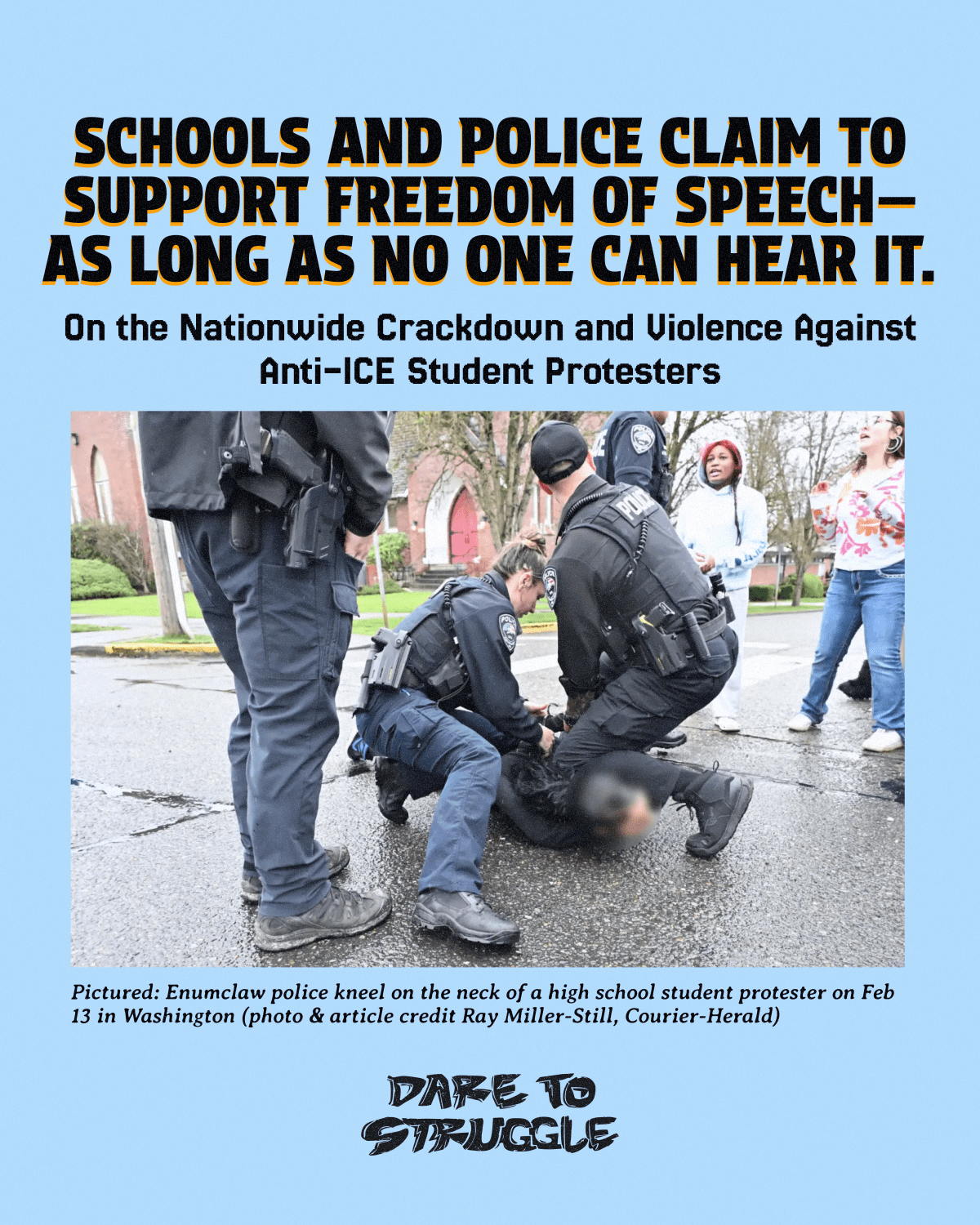 SCHOOLS AND POLICE CLAIM TO SUPPORT FREEDOM OF SPEECH—AS LONG AS NO ONE CAN HEAR&nbsp;IT.
