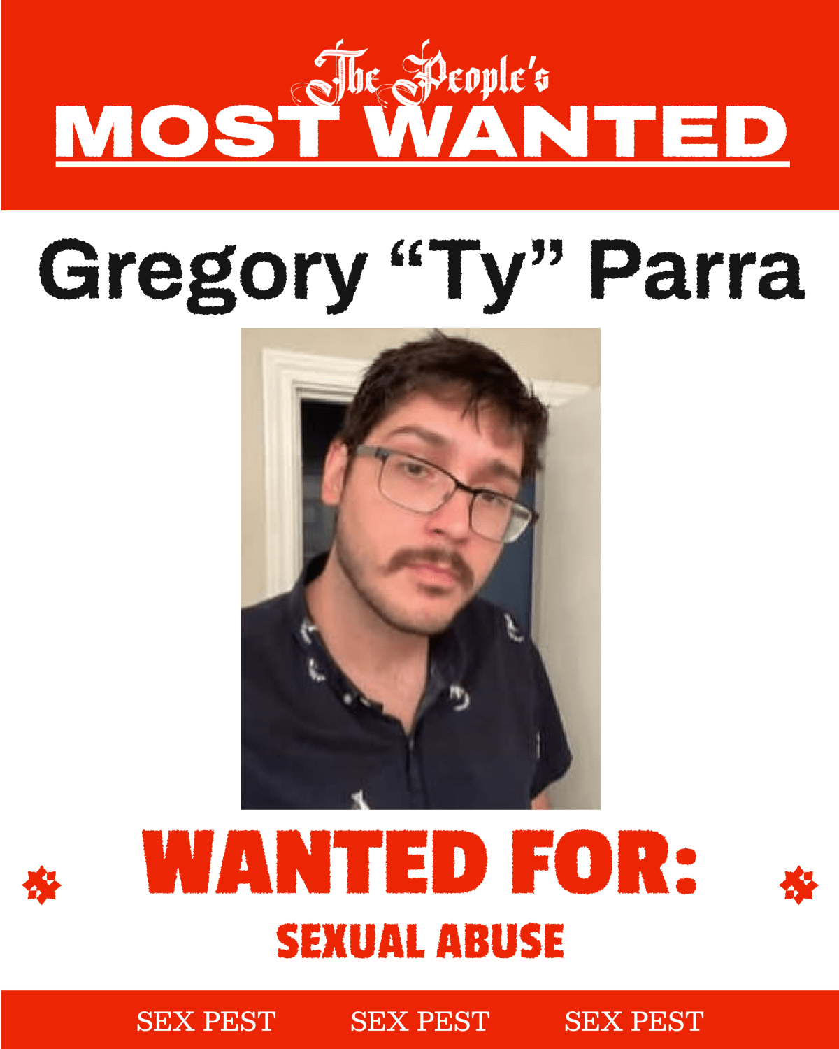 DANGEROUS SEXUAL PREDATOR – Gregory “Ty” Parra.