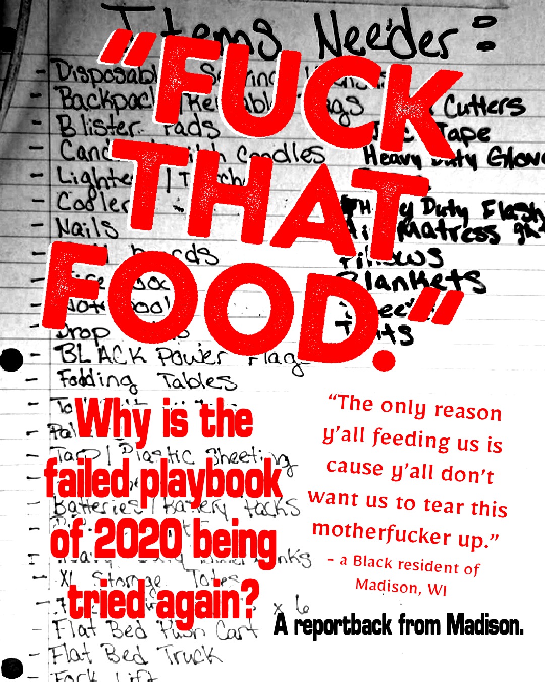 “Fuck that food…The only reason y’all feeding us is cause y’all don’t want us to tear this motherfucker&nbsp;up!”